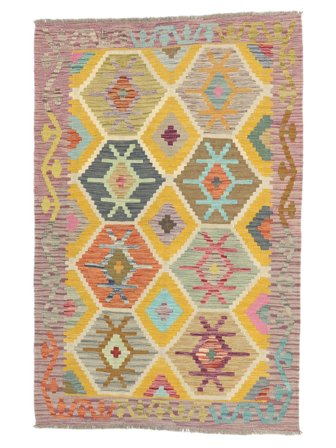 104X159 Tappeto Kilim Afghan Old Style Orientale Marrone/Arancione (Lana, Afghanistan) Carpetvista