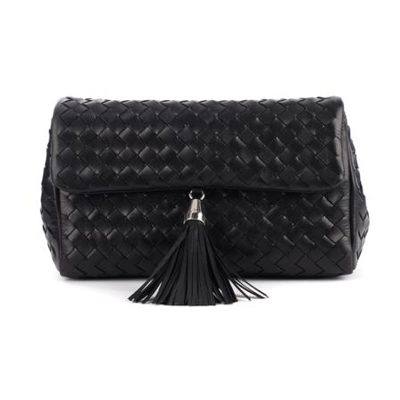 Pons Quintana, Woven leather shoulder bag Czarny, Kobieta, Rozmiar: ONE Size