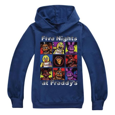 Five Nights at Freddy's FNAF Børne Dreng Langærmet Hættetrøje Sweatshirt Toppe Pullover Marineblå