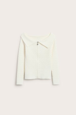 Kappahl | Kabelstrikket genser med glidelås | Offwhite