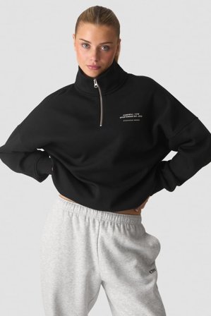 Everyday 1/4 Zip Crewneck Print Black