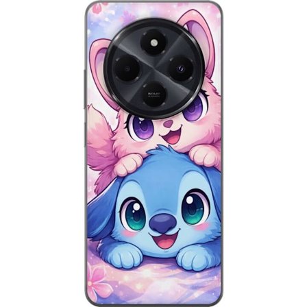 Kompatibel Mobilcover til Xiaomi Xiaomi Redmi A4 Sød kawaii illustration med pink og blå fantasidyr, store øjne og bløde farver perfekt til børne