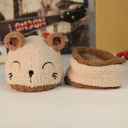 Barnelue Vinter Baby Strikket Lue og Skjerf Sett Småbarn