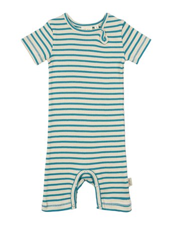 Petit Piao Jumpsuit S/S Modal Striped - Green - 62