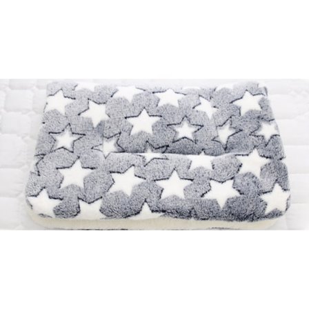 Stort kæledyrsflannelstæppe Vinter Kattehus Blød Boks Måtte Blå & Hvide Stjerner