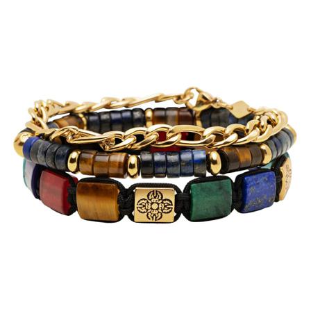 Nialaya The Palm Beach Stack Bracelet gul, Herr Armband, Herr, Storlek: XL