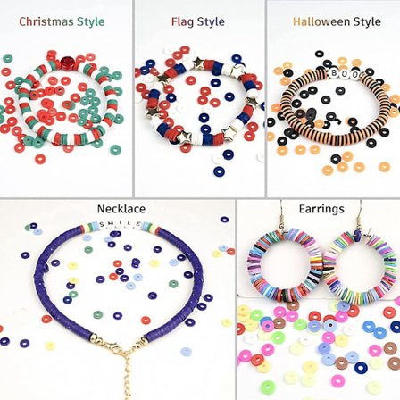 6000 lerpärlor för armband, 24 färger platta runda