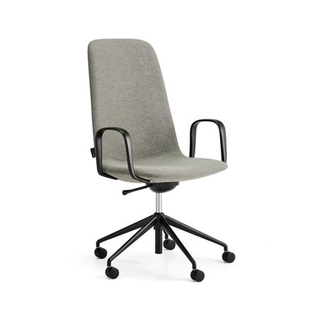 Chair LANGLEY, mid seat, wheeled, armrests, black/green grey