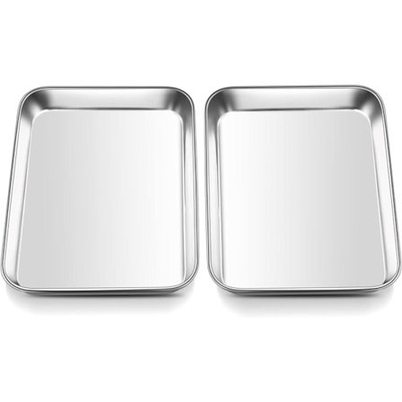 Minibricka för ugn i rostfritt stål, rektangulär bricka för tårta
