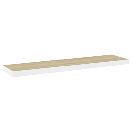 Vidaxl Svävande Vägghylla Ek Och Vit 120x23,5x3,8 Cm Mdf Brun