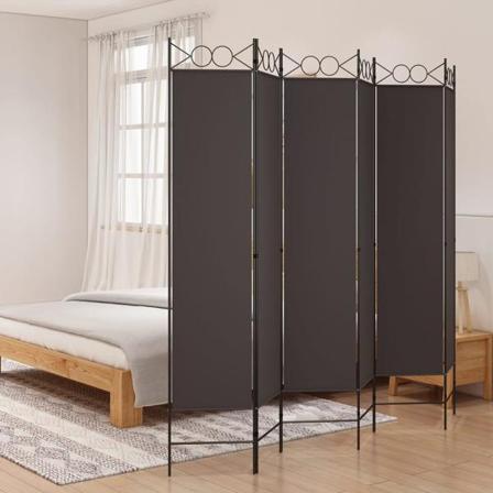 Vidaxl Rumsavdelare 6 Paneler Brun 240x200 Cm Tyg Brun