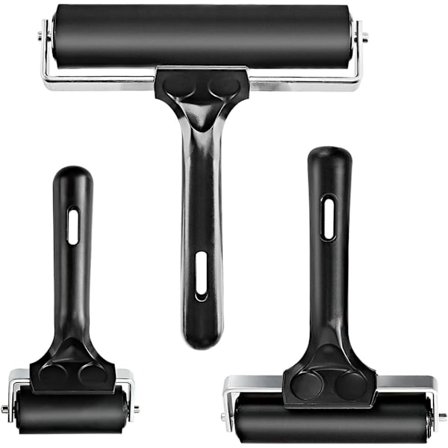 Gummirulle, ideel til skridsikker tape, konstruktionsværktøj, print, blæk og stemplingsværktøj (Sort, 6,5 & 10 & 15CM)