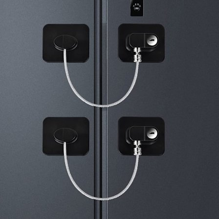 2 delar Kylskåpslås Kylskåpslås med 4 nycklar, fryslås Barnsäkerhetsskåpslås med lim för köksapparat, öppningsbar möbel, Sli