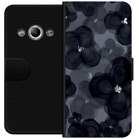 Kompatibel Tegnebogsetui til Samsung Galaxy Xcover 3 Abstrakt mørkt blomstermønster i sortgrå toner med en elegant og dramatisk følelse