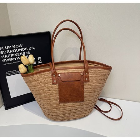 Stråveske Håndveske Tote Veske Nisje Skrå Vevd Veske Grønnsakskurv Bøtteveske Dameveske