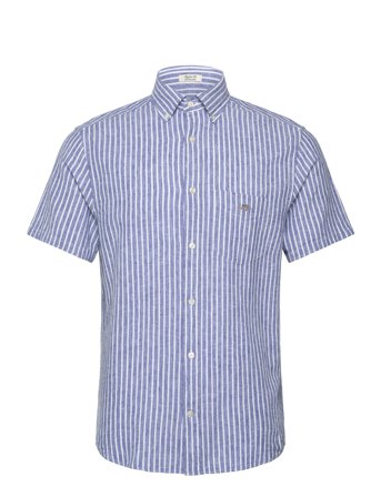 Reg Cotton Linen Stripe Ss Shirt Blue GANT