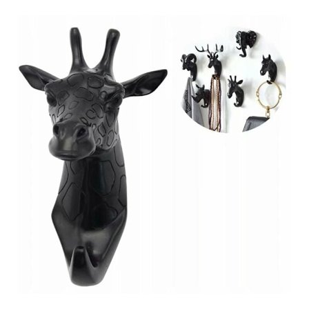 Naulakko ja naulakko pyyheteline seinäkoukku naulakko eläin kirahvi avain musta 14,2 cm