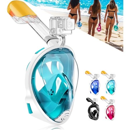 Snorkelmaske 180° Full Face, Dykkermaske Fri vejrtrækningsdesign An
