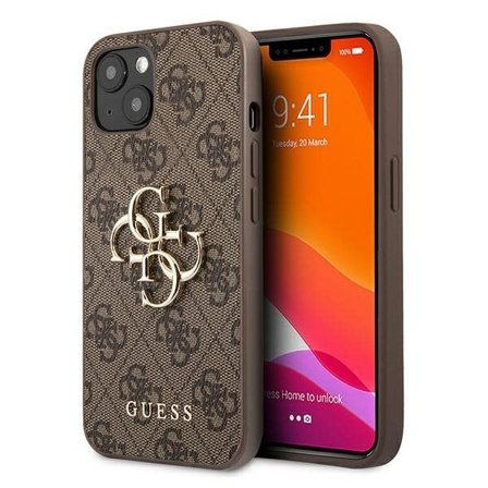 Guess 4G Big Metal Logo Case for iPhone 13 - Ruskea