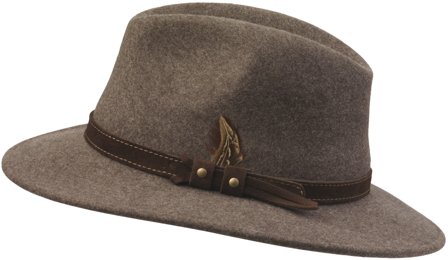 Laksen Country Fedora Fine Felt Brown Melange - Hattar
