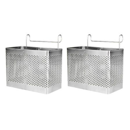 2x Rostfritt Stål Spispinnehållare Hängande Dish Torkställ Dish Avlopp med Hook Kit