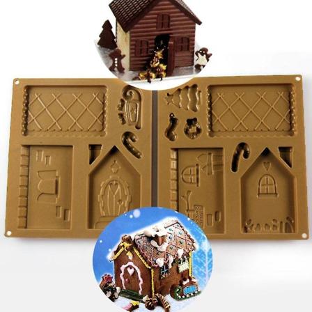 Julehus Bakeform i Silikon fra Santa House - Sett for Pepperkake