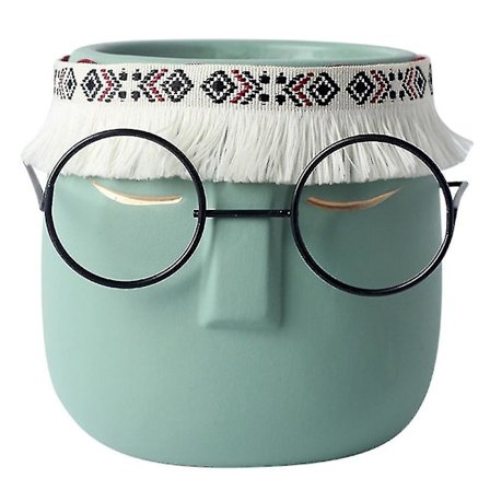 Keramisk Blomkruka med Ansikte Huvud Vas Kaktus Växt Kruka Skrivbordsdekorationer Abstrakt Karaktär Blom