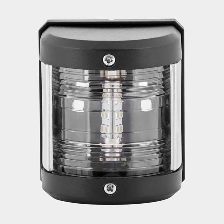 Akterlanterna för aktermontering AAA, 10 W, 12 V, 135°, plast, 75 x 64 x 55 mm, vit, för båtar < 12 meter + ljuskälla Halogen (12 V/10 W)