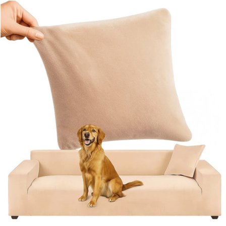 Soffatrekk i fløyel / Trekk til sofa - 190-230cm Beige