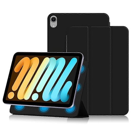 Fodral för iPad mini (2024) Magnetisk fastsättning PU Läder Tri-fold Ställ Stöttåligt Skydd - Svart