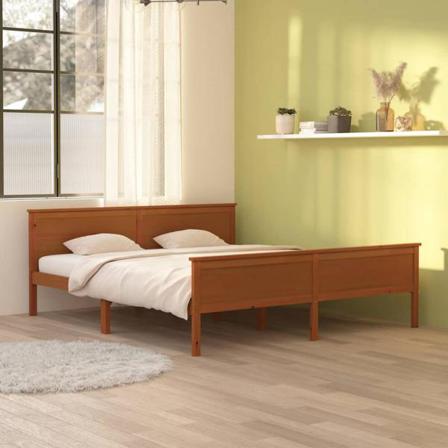 Vidaxl Sängram Honungsbrun Massiv Furu 180x200 Cm Brun