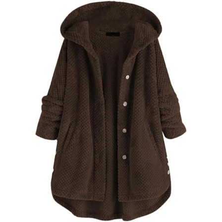 XXL dam vändbar fleecehoodie i kaffebrunt