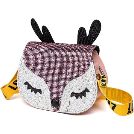 Söpö poron käsilaukku Crossbody-olkalaukku säädettävillä hihnoilla Taapero Lasten laukku Lahjoja pienille tytöille (vaaleanpunainen)