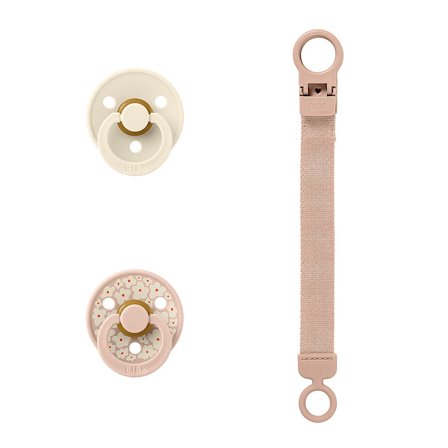 BIBS Pacifier & Clip Gift Set 3 stk. Blush Size 1, Børn & Forældre, Sutter, Latexsutter