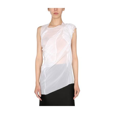 Maison Margiela Draped Muslin TOP Hvid, Dame