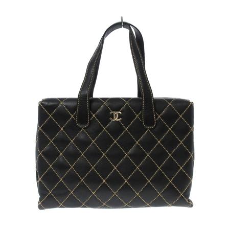 Chanel Vintage Tote Bags Sort, Dame Vintage Tasker, Størrelse: ONE Size