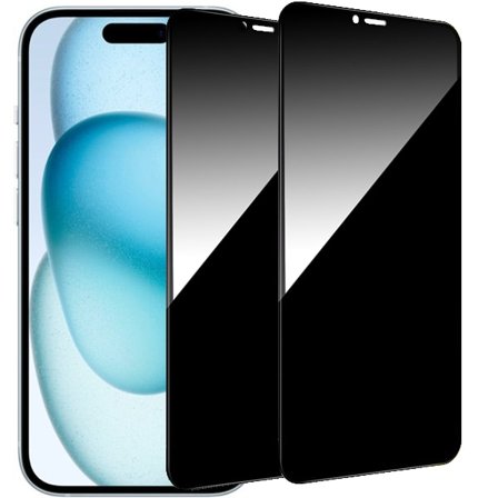 2-Pack iPhone 15 Sekretessskärmskydd - Härdat Glas, Anti-Spy, Privacy Skärmskydd