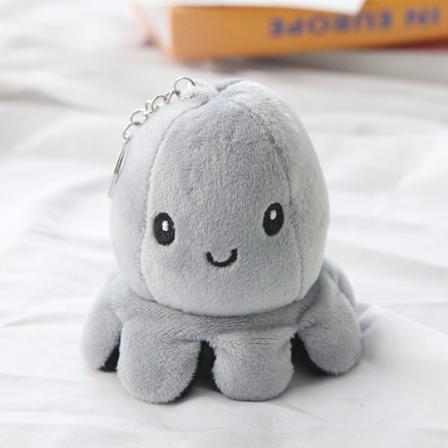 Søt Blekksprut Plysjleke Dobbeltsidig Flip Blekksprut Med Ansiktsuttrykk Myk Reversibel Fylt Blekksprut Gave Til Barn-WELLNGS Black