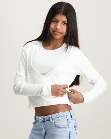 LMTD NLFHANNAH LS WRAP TOP Wit Tops/blouses Meisjes - Kids Brand Store