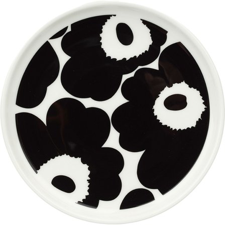 Marimekko Unikko tallerken 13,5 cm, svart/hvit' - 'Svart og hvitt
