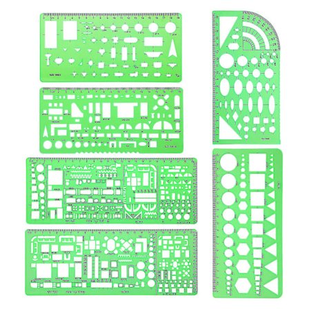 6 kpl Arkkitehdin Monikäyttöinen Piirustusmallisetti Talon Suunnitelma Sisustussuunnittelu Ja Kalusteiden Piirustusvälineet Viivotin