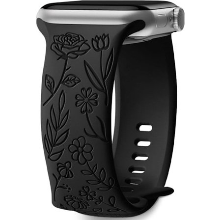 Blommig graverad rem kompatibel med Apple Watch Armband 38 mm 40 mm 41 mm för kvinnor, ersättningsarmband för iWatch Series SE 9 8 7 6 5 4 3 2 1