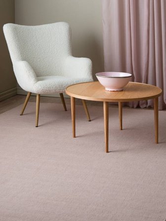 Wool Rug Plain (Single Colored) Handloom Flat Light Pink Large