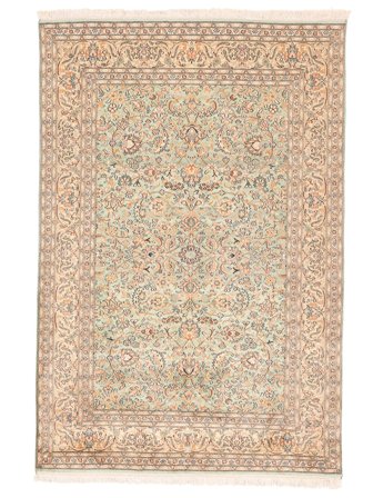 Kaschmir Reine Seide Teppich Handgeknüpft 125X186 Orange/Beige Indien