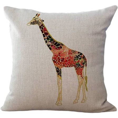Kirjo Giraffe Papukaija Kuvio Tyynynpäällinen Puuvilla Pellava Tyynyliina Neliö