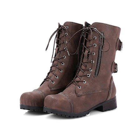 Dam Stövlar med Rund Tå, Spänne, Dragkedja, Snörning, Klack, Mellanhögt Skaft, Ridstövlar