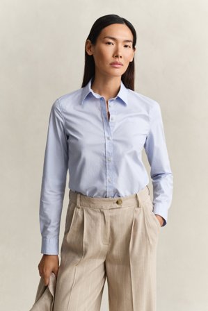 GANT Damen Slim Fit Popeline Bluse (40) Hellblau