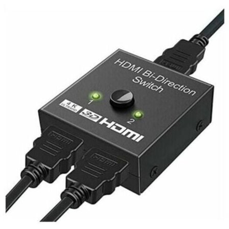 HDMI-switch, HDMI-splitter 4K Bi-Directionell Adapter 2 in 1 ut eller 1 in 2 ut Switch, Stöd för 3D 4K 1080P, HDCP, HD,y