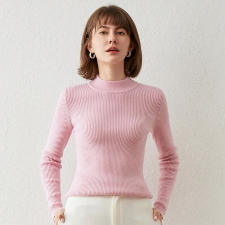 Strikkevarer for kvinner Høst Vinter Genser Halvhøy krage Inner Match Base Skjorte Ensfarget Slim Fit Pink L
