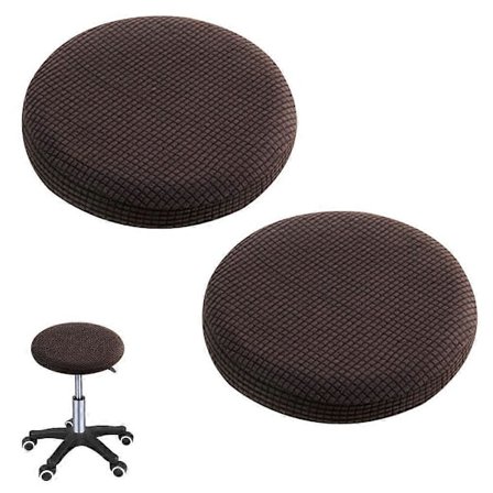 2-pakning Jacquard Barstol Trekk, Stretch Rund Stol Setetrekk, 32-40cm Stol Setetrekk [HK]